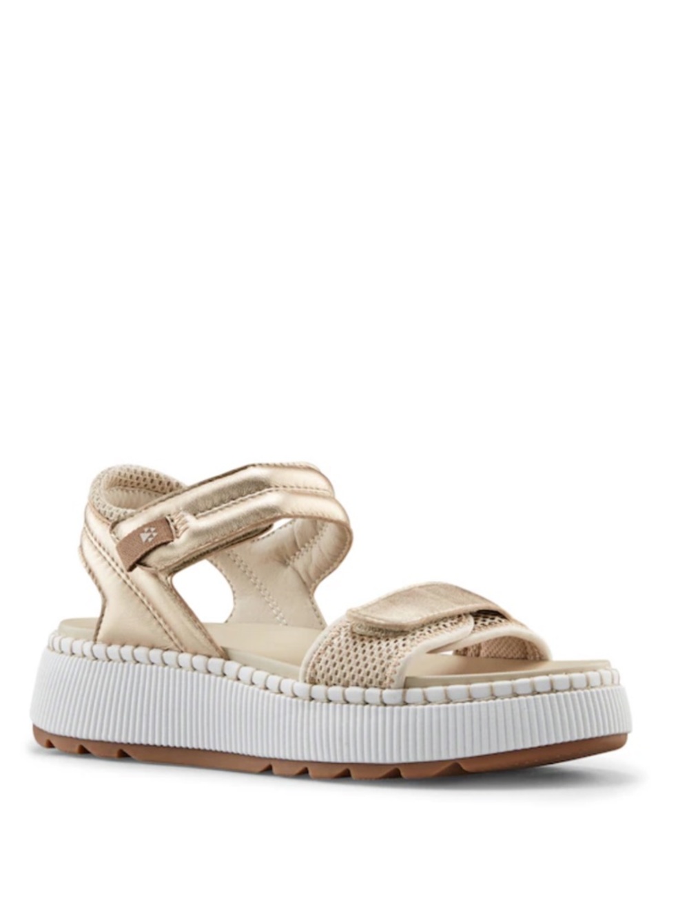 Cougar Spritz Leather Slingback Platform Sandals Metallic Gold
